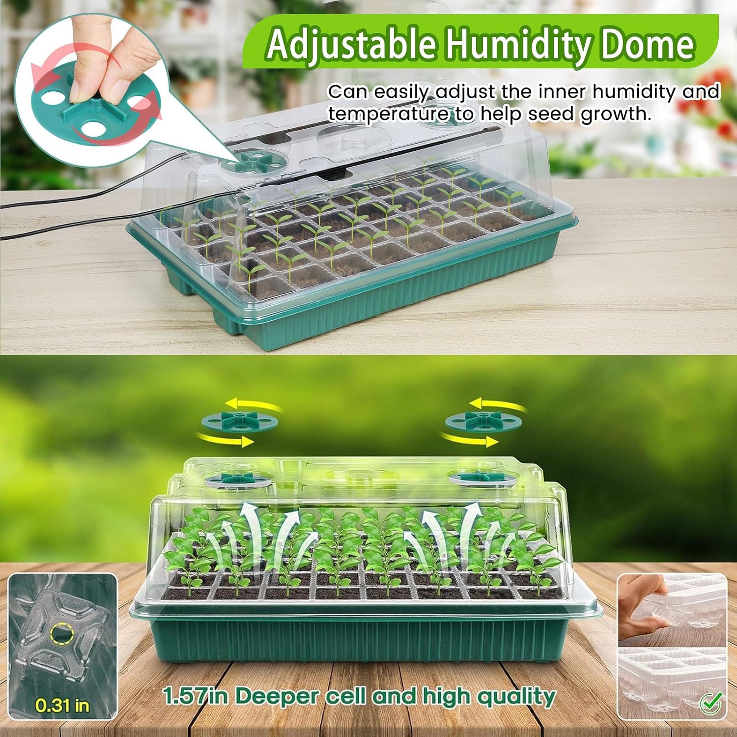 Thumbnail 2 de Seed starter tray with grow light, 80-cell