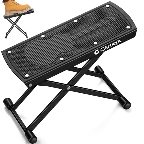 Detalle de CAHAYA CY00367-1: Reposapiés ajustable para guitarristas, 6 alturas, plegable y antideslizante