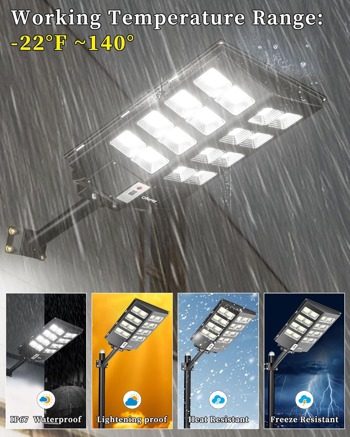Detalle 2 de Ofuray Of-2600W Farolas Solares Exterior ☀️ IP67