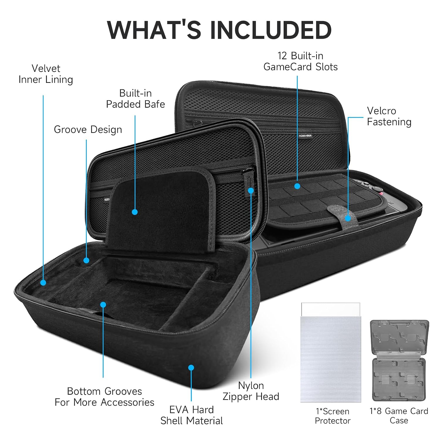 Thumbnail 6 de AceGamer SW2 case Switch 2 Carrying Case, Hard Shell, 20-Card Storage