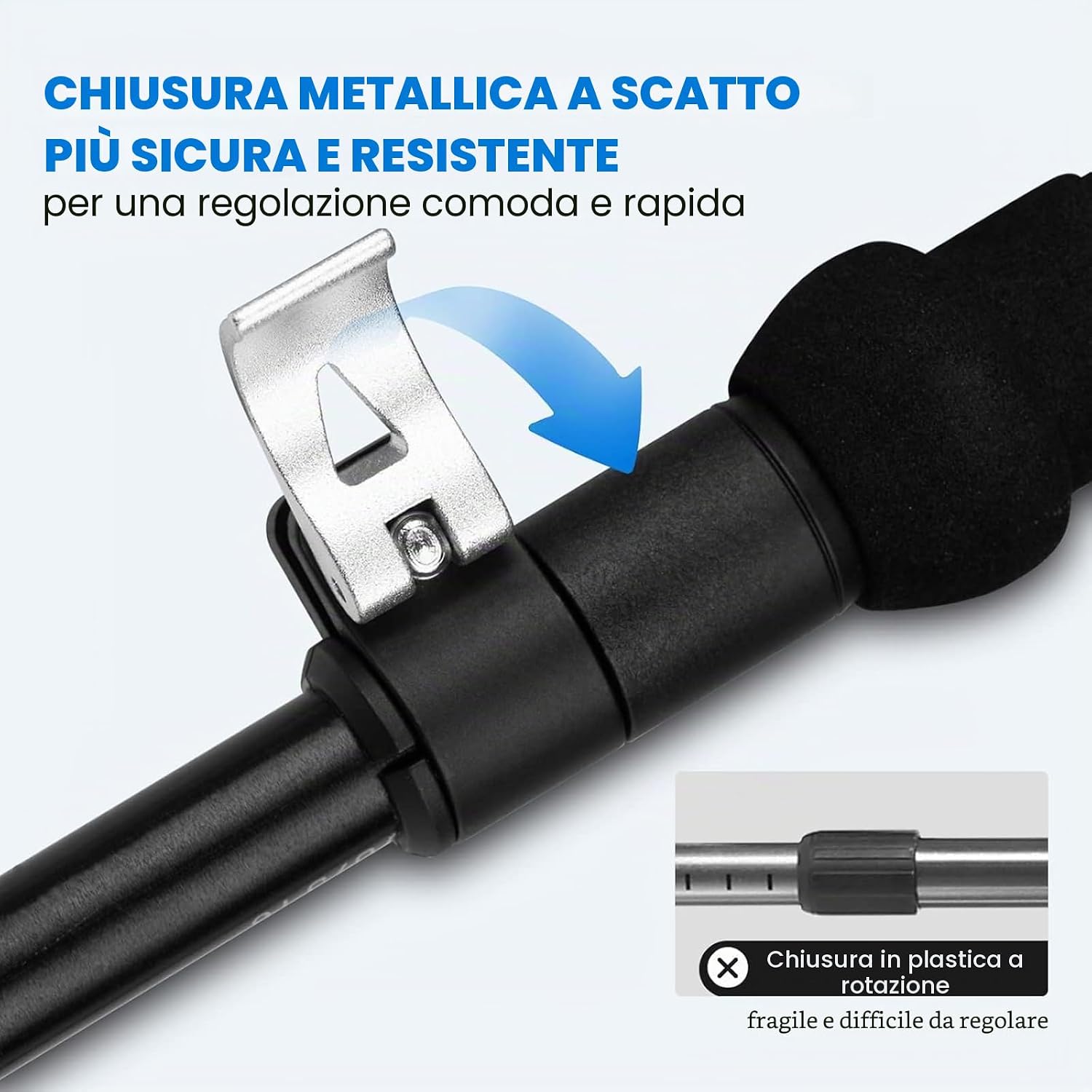Detalle 2 de Overmont Bastoni Trekking e Escursionismo Pieghevoli in fibra di carbonio ultraleggeri – Regolabili 110–125 cm