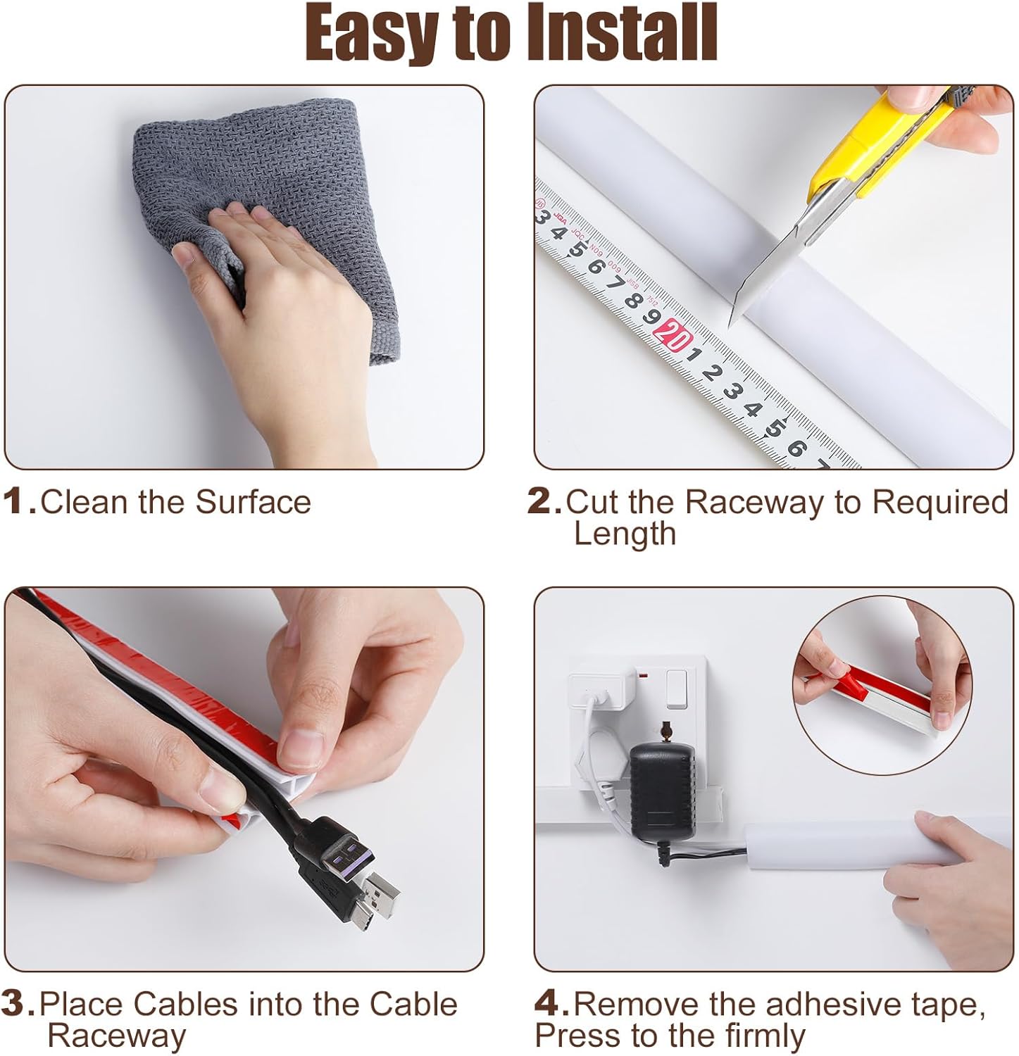 Thumbnail 4 de AiQInu canalina passacavi adesiva 30 mm x 3 m