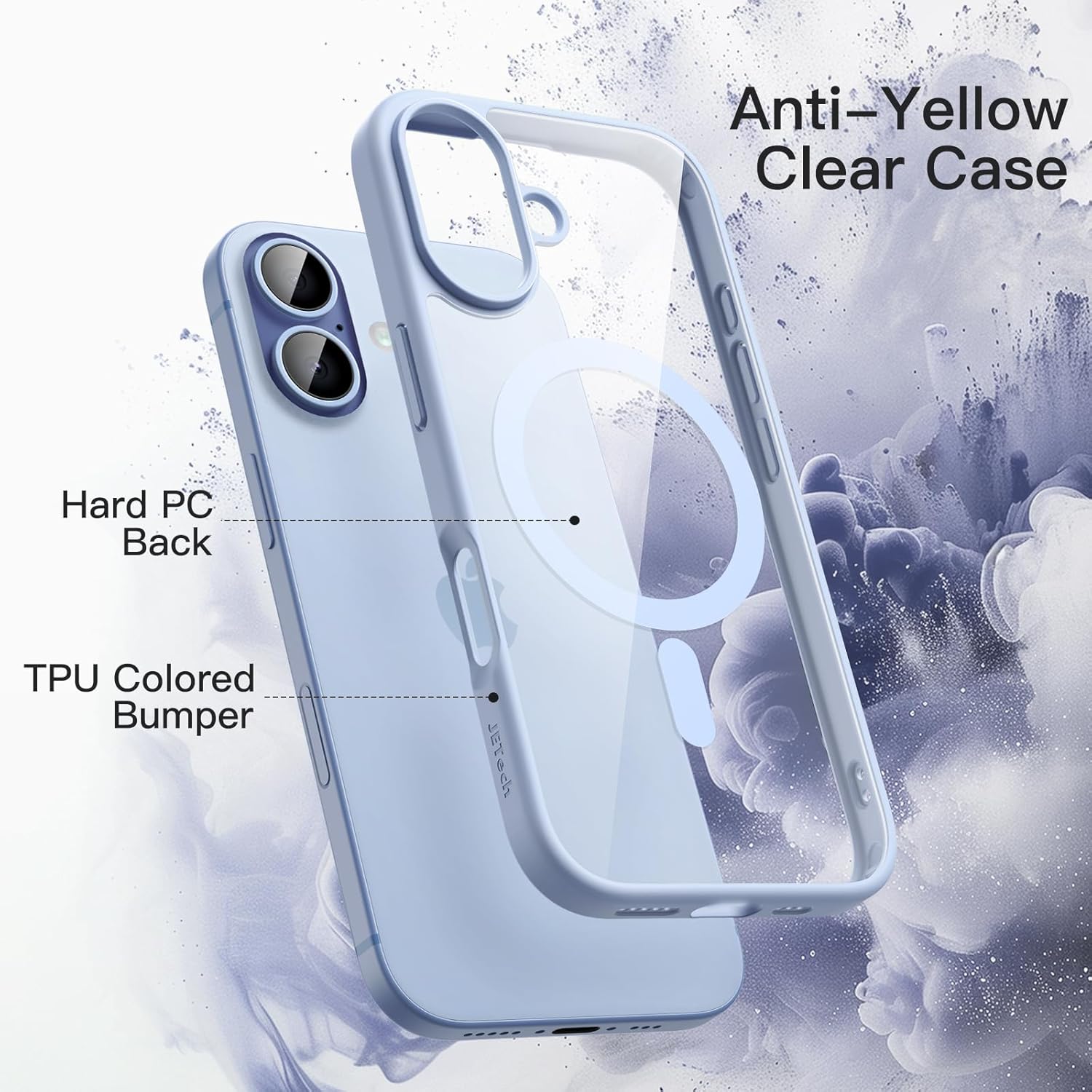Detalle de Cover magnetica JETech per iPhone 17 da 6,3" compatibile con MagSafe (azzurro nebbia)