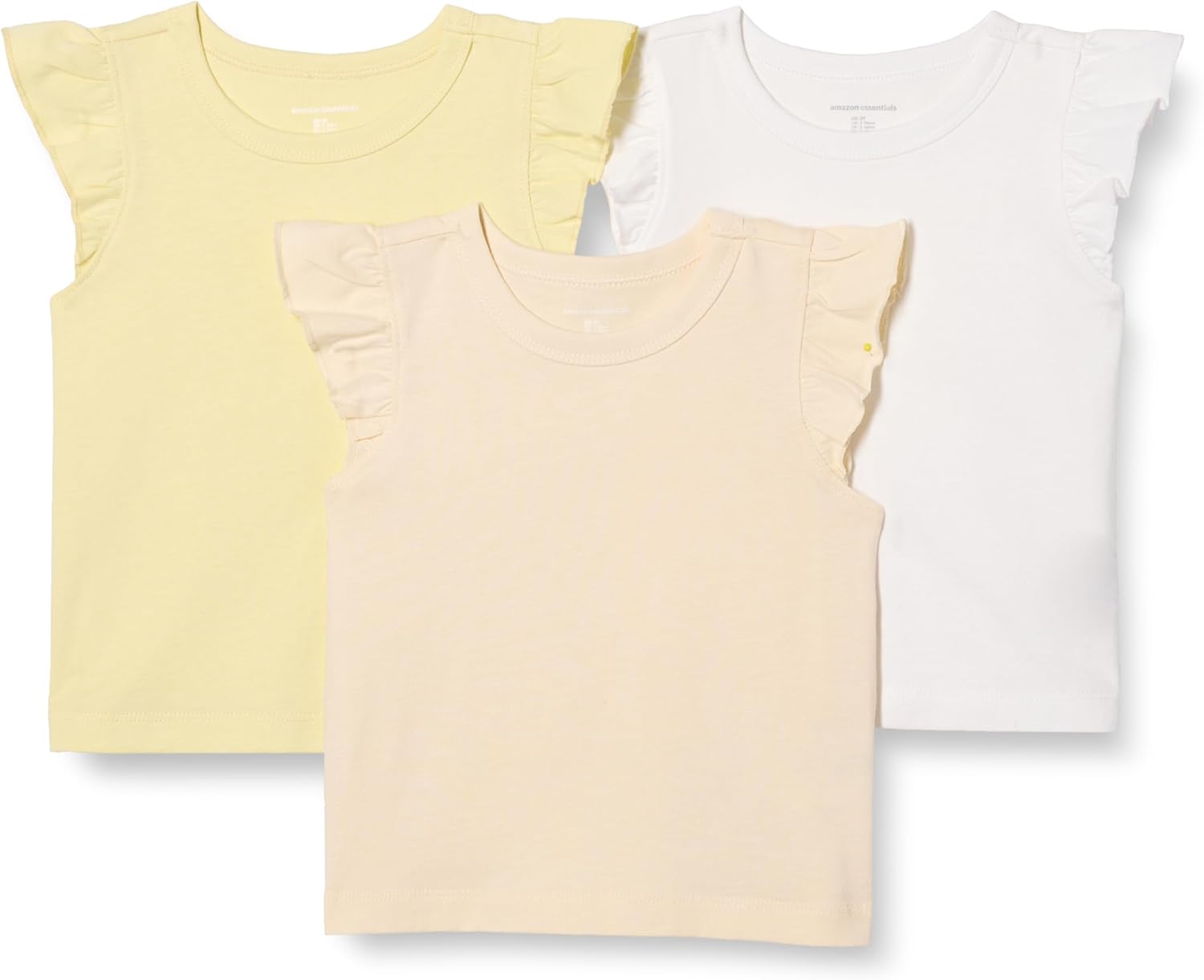 Detalle de Amazon Essentials Girls' Sleeveless Ruffle T-Shirt, Pack of 3