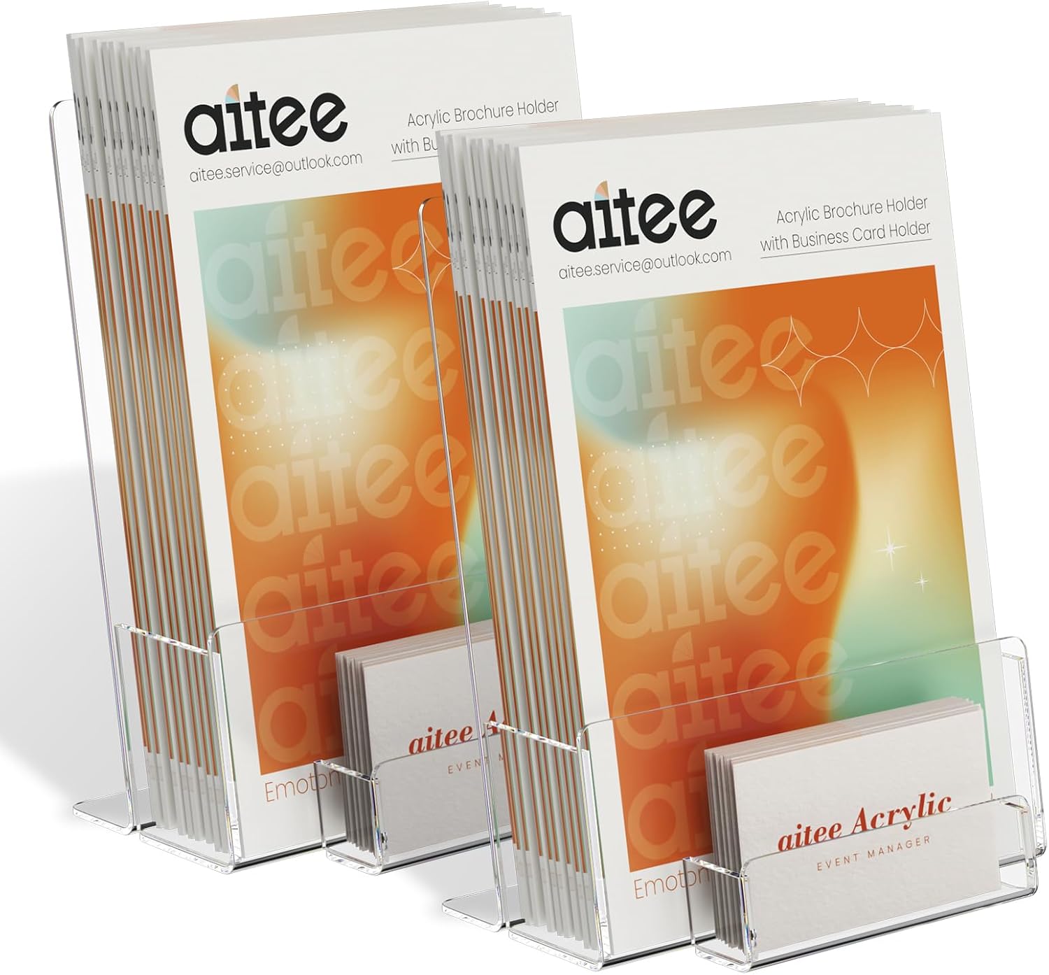 Detalle de AITEE A5 Clear Leaflet Holder with Business Card Holder – 2 Pack