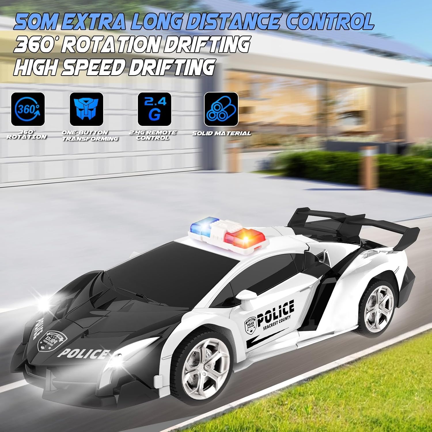 Detalle de RC transforming police car 2.4GHz 50m