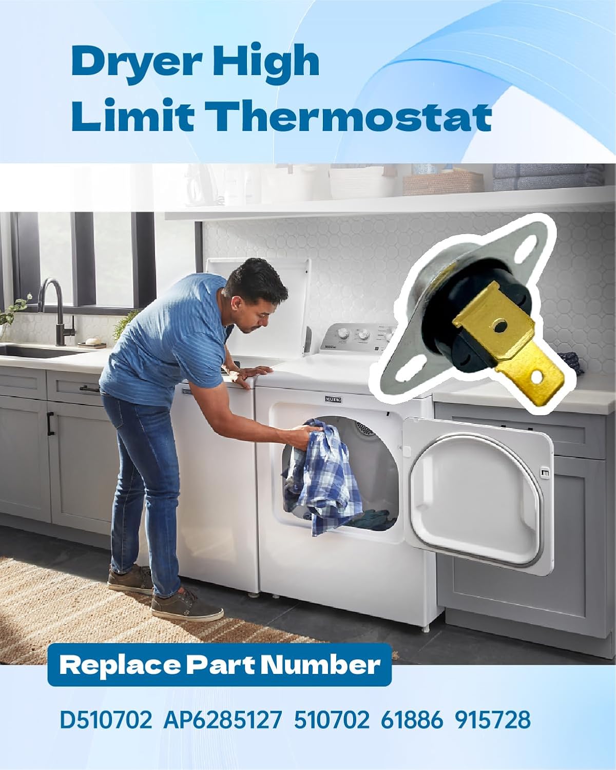 Thumbnail 2 de eosorssa D510702 High-Limit Dryer Thermostat, Auto-Reset Metal Design