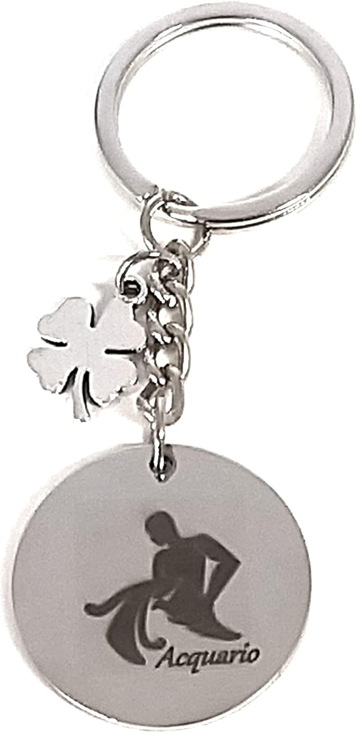 Detalle de Portachiavi uomo/donna in acciaio con segni zodiacali incisi a laser – confezione regalo