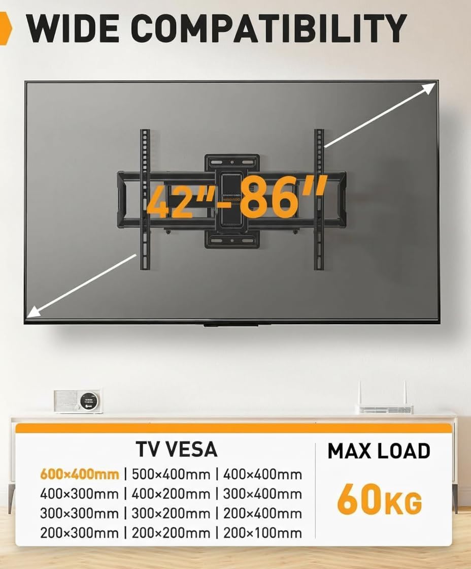 Detalle 2 de Perlegear Supporto TV inclinabile ed estensibile 42–84"