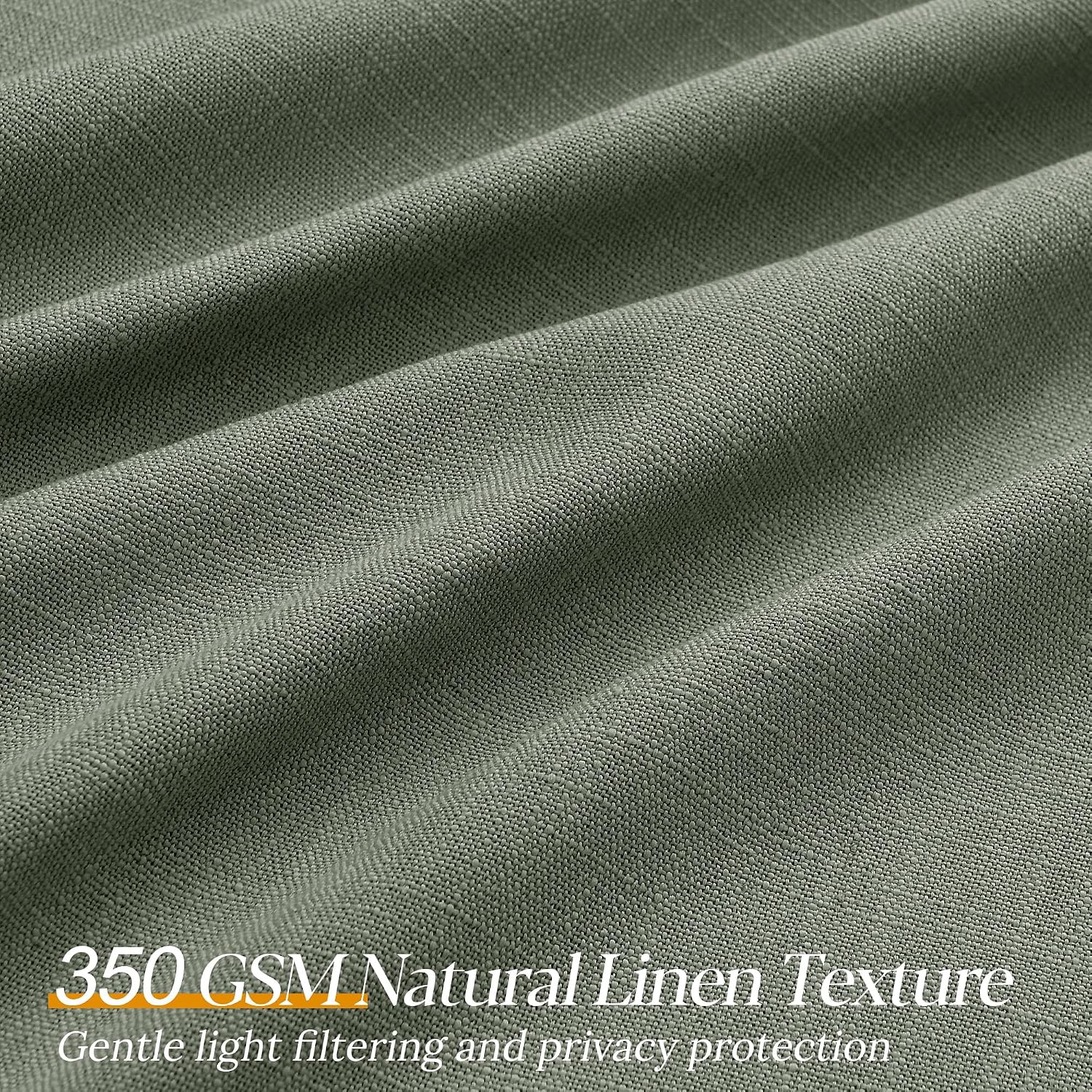 Thumbnail 1 de COMON HOME Sage Green Pinch Pleated Linen Curtain (102 Inches) with Rings, Hooks, Clips, Back Tab – Light Filtering, Boho Farmhouse Style