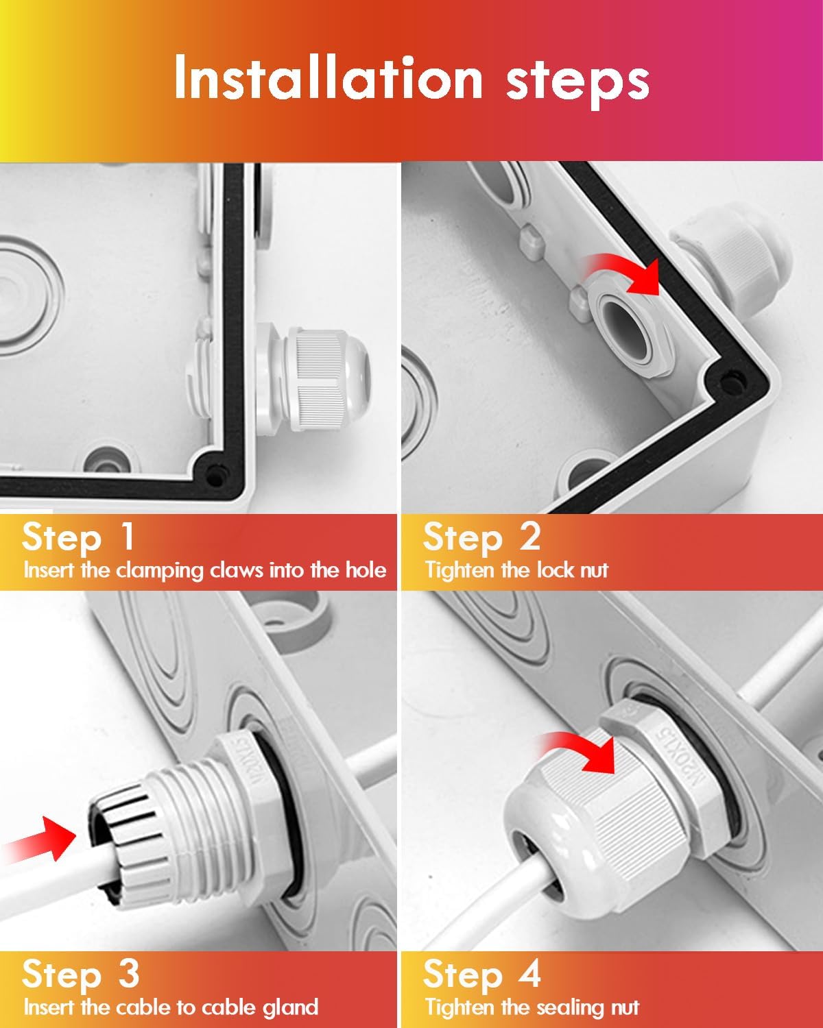 Thumbnail 3 de 52-teiliges Kabelverschraubung-Set (Gorffy) – IP68 wasserdichte Kabeldurchführungen für M12, M16, M20, M25