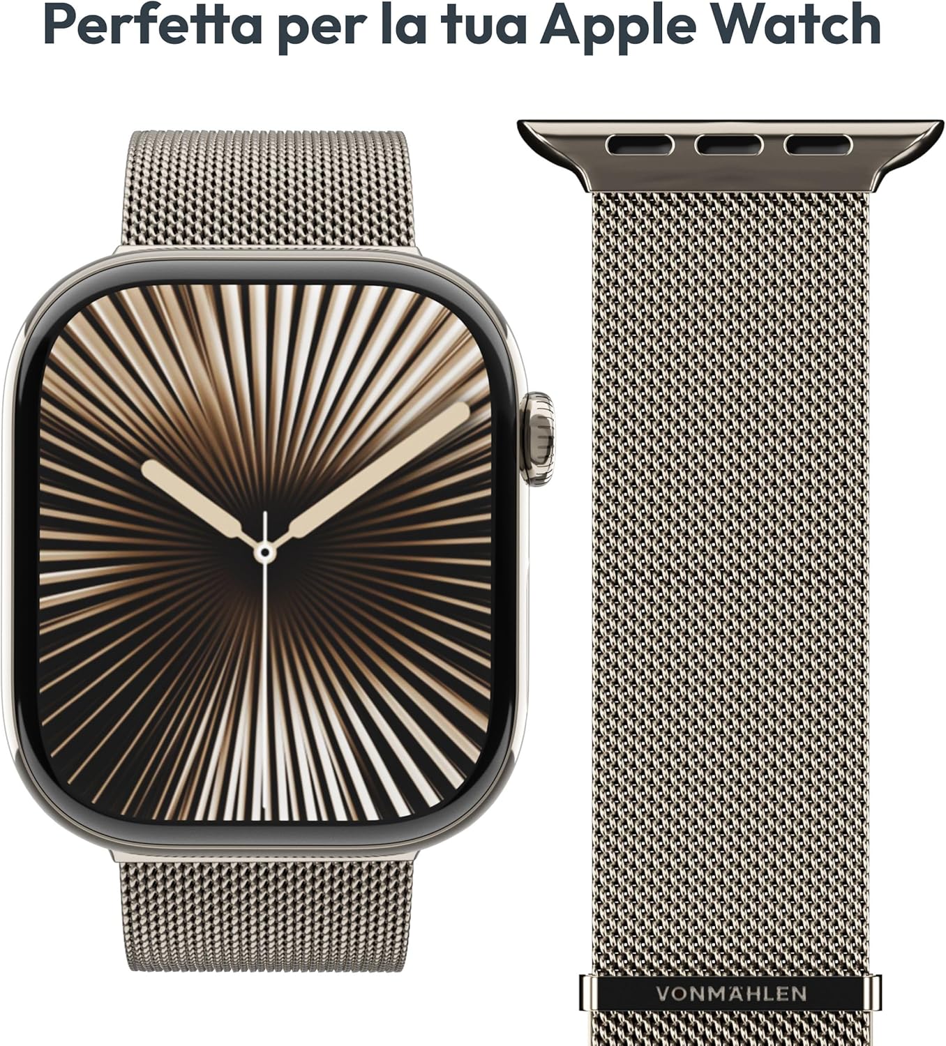 Thumbnail 5 de VONMÄHLEN Milanese Loop 2: Cinturino in Maglia Milanese per Apple Watch Ultra 2, chiusura magnetica, Sabbia del deserto, 44–49 mm