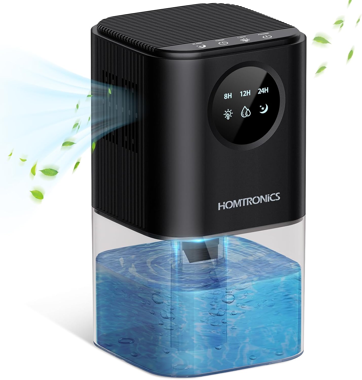 Detalle de Homtronics HTNDEKDM02B-N3 luchtontvochtiger, 1,7 l, zwart met 7-kleurenlicht