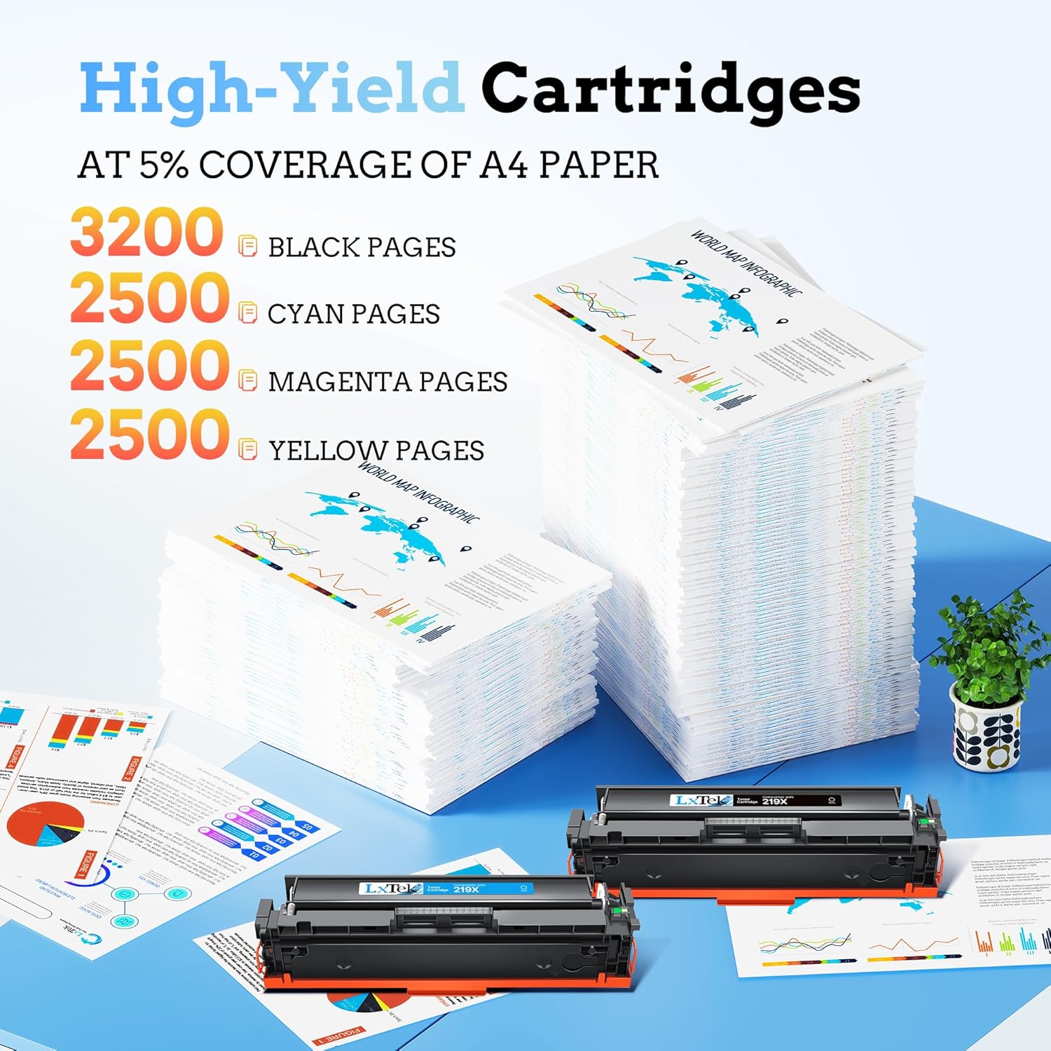 Thumbnail 2 de LxTek 219X Toner-Set mit Chip (219A) Schwarz – kompatibel mit HP Color LaserJet Pro MFP 3302/3202, 4er-Pack