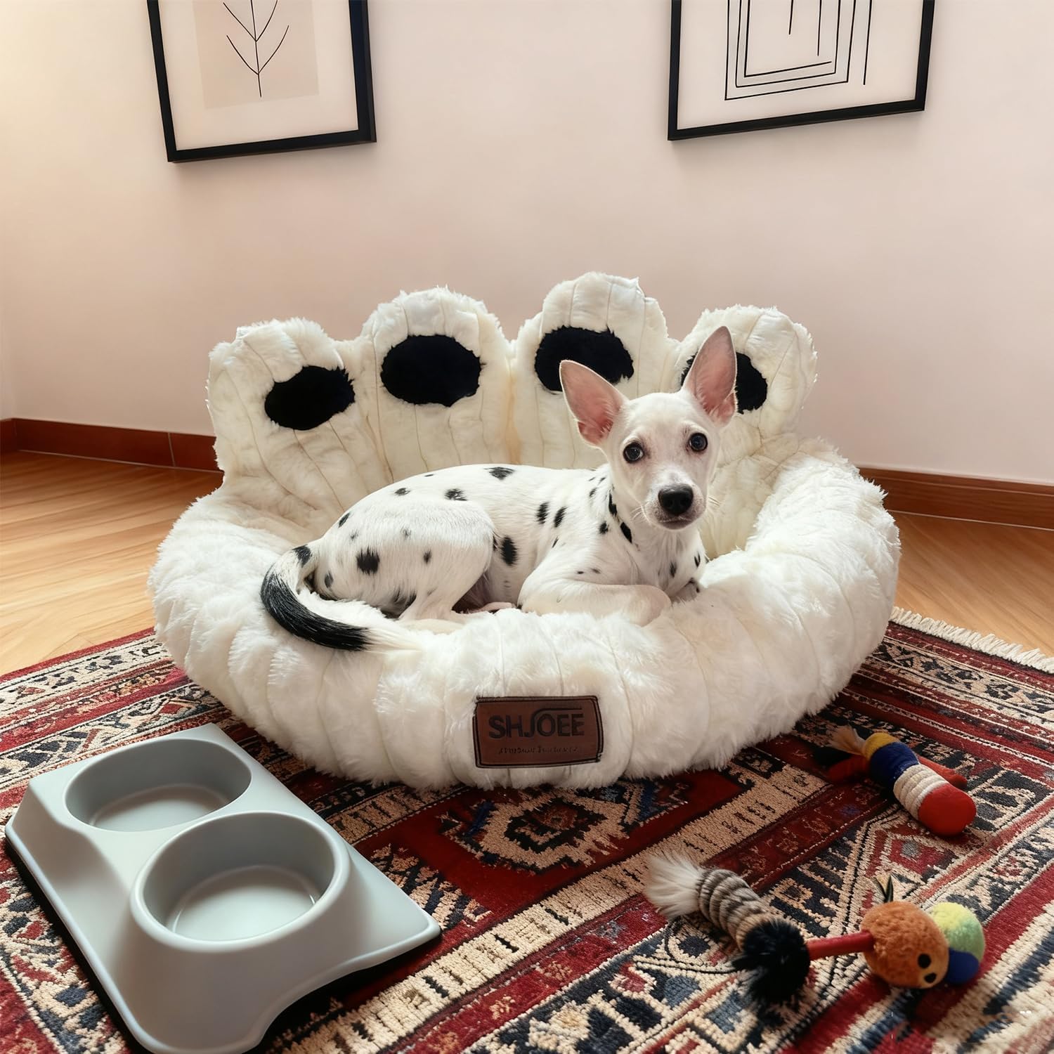 Thumbnail 6 de SHJOEE Flauschig Haustierbett „Bärentatzen“ (Beige, 50 cm) – warmes Hundekissen & Katzenkissen für drinnen