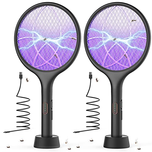 Detalle de YISSVIC Elektrische Fliegenklatsche extra stark 4000V 2 in 1 Schwarz (2 STK)