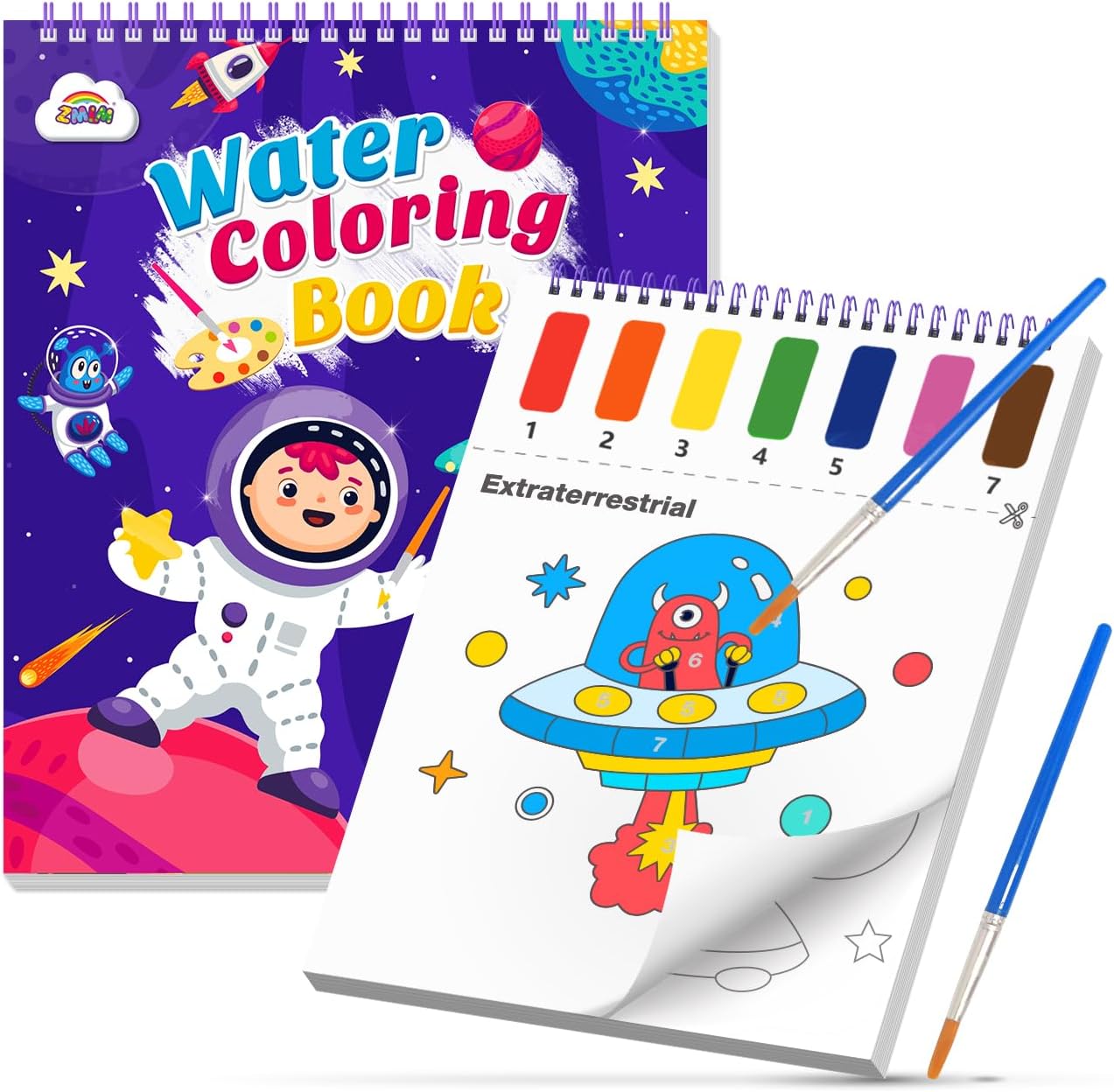 Thumbnail 6 de ZMLM Water Painting Books for Kids — Mess Free Water Colouring Book Paint by Numbers (Sea)