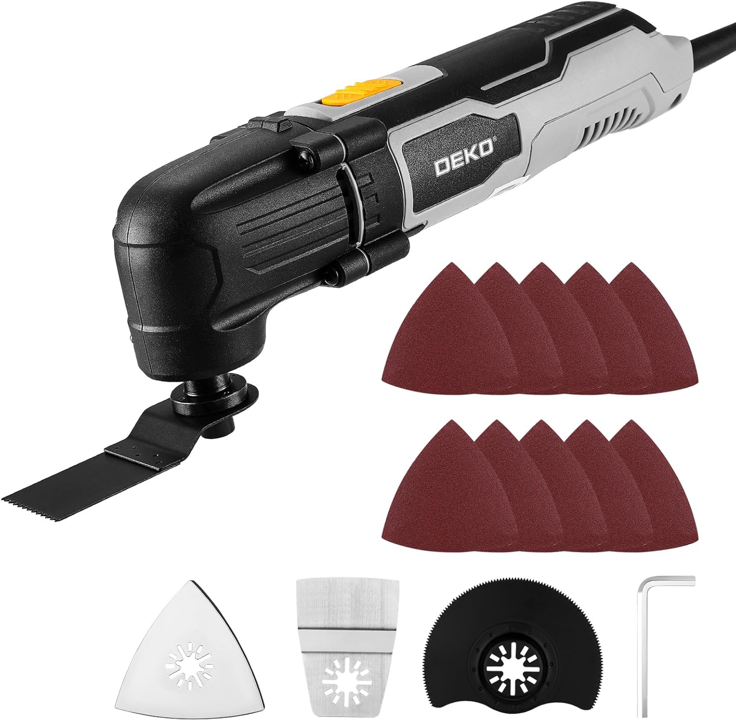 Detalle de DEKOPRO 300W Utensile Multifunzione Oscillante: kit completo per taglio, raschiatura e levigatura