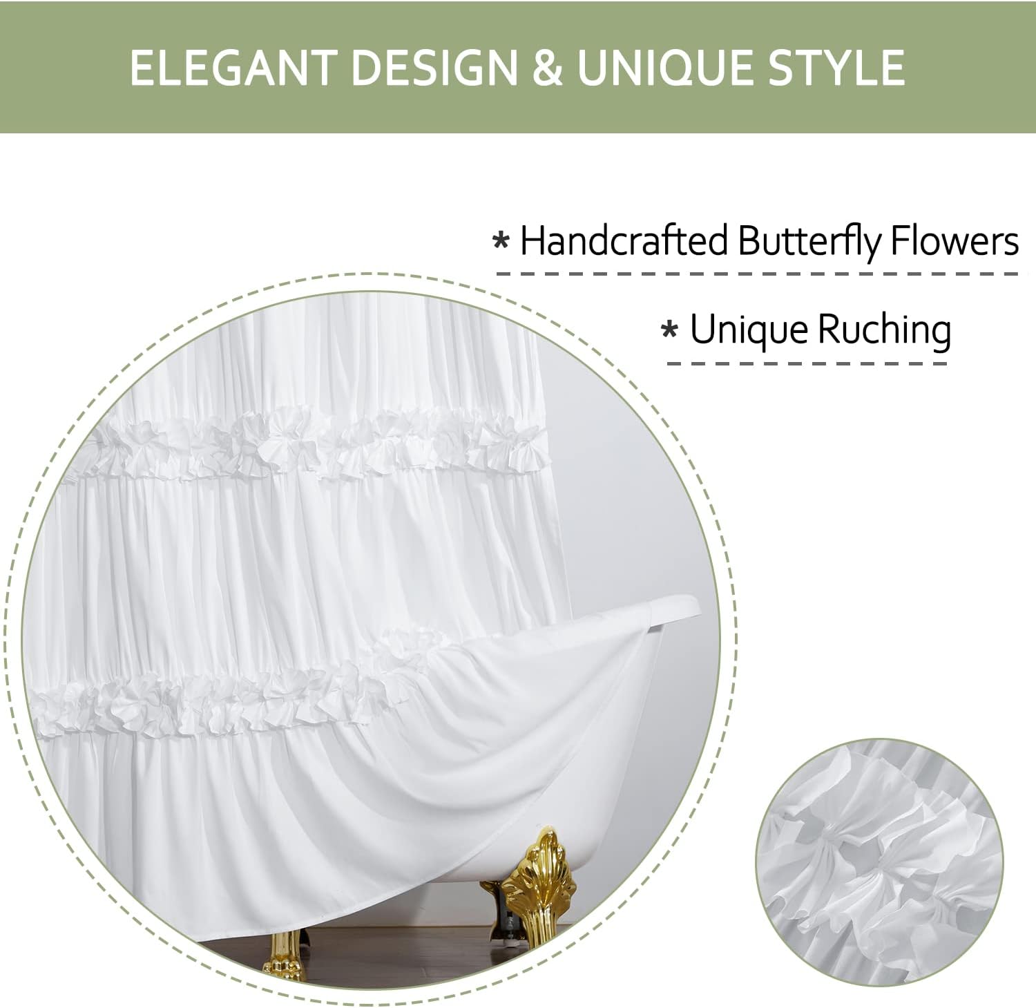 Detalle 2 de Homechoice Decor Ruffle Shower Curtain, 72 x 84 Inches