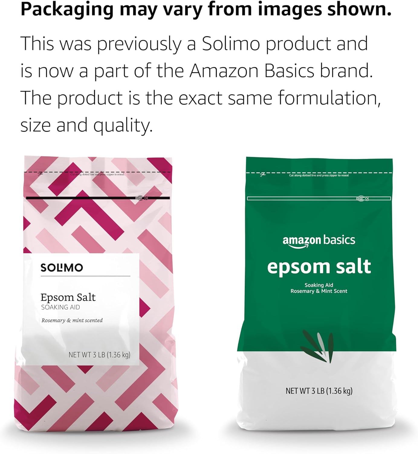 Thumbnail 2 de Amazon Basics Epsom Salt Soaking Aid with Rosemary & Mint, 3 lb resealable bag