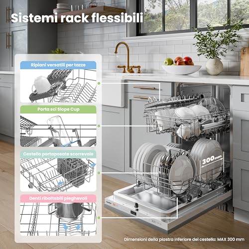 Detalle 2 de COMFEE Lavastoviglie da Incasso 45 cm 10 Coperti, 8 Programmi, Wifi, Inox
