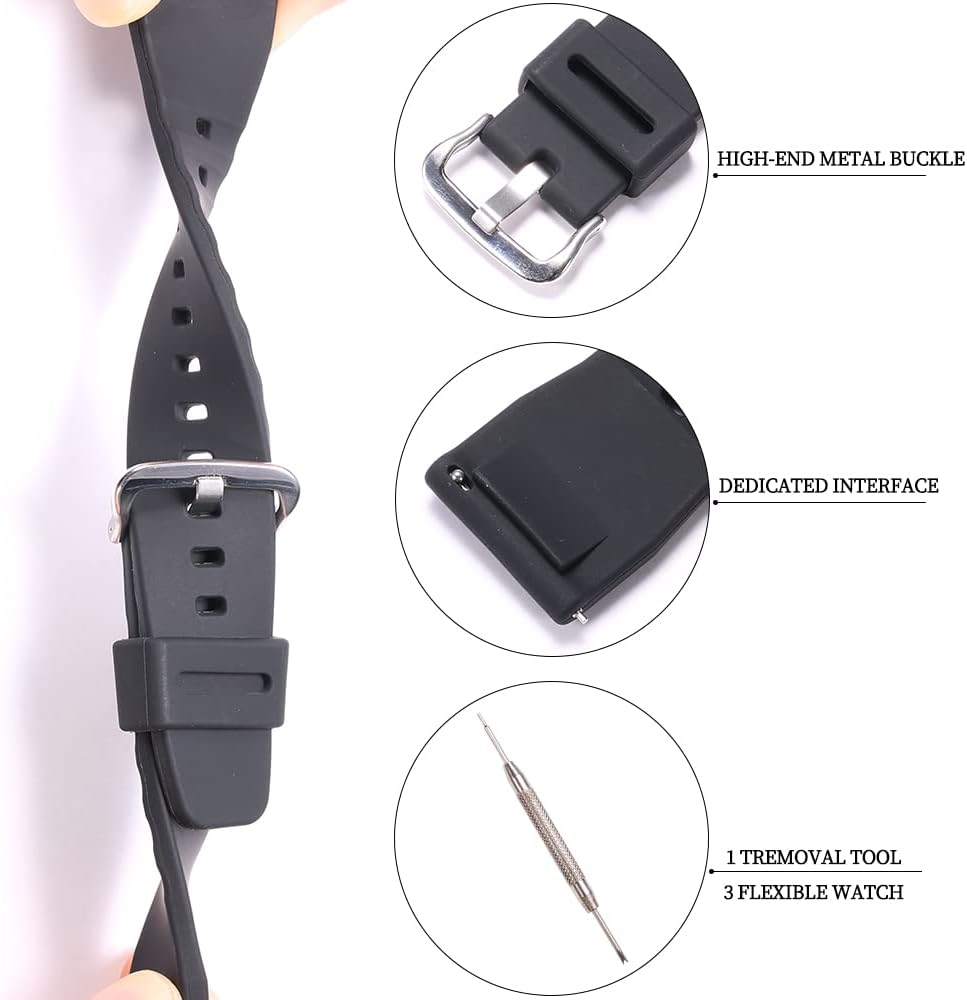 Detalle 2 de 24 mm Silikon Schnellverschluss-Uhrenband kompatibel mit Casio PRG-650Y / PRG-600 / PRW6600 – Ersatzarmband