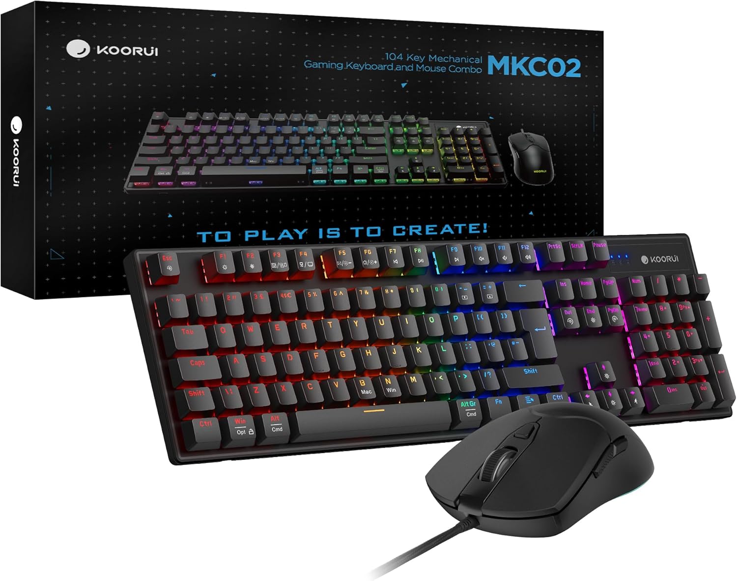 Thumbnail 6 de KOORUI Wired Gaming Keyboard and Mouse Combo with Blue Mechanical Switches