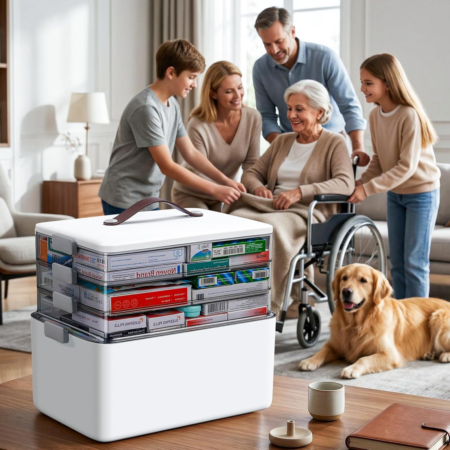 Thumbnail 6 de IMHO 4-stöckige Medizin Organizer Box – modulare Aufbewahrung mit Ledergriffen