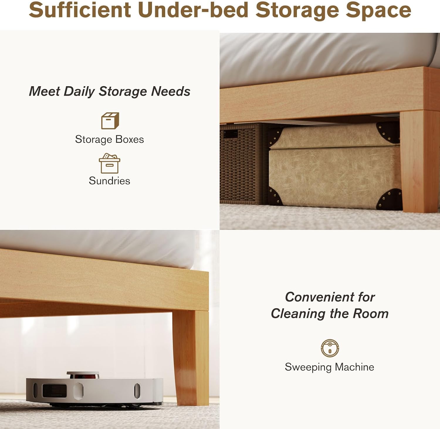 Detalle de Sweetcrispy Queen Bed Frame, 12-Inch Height