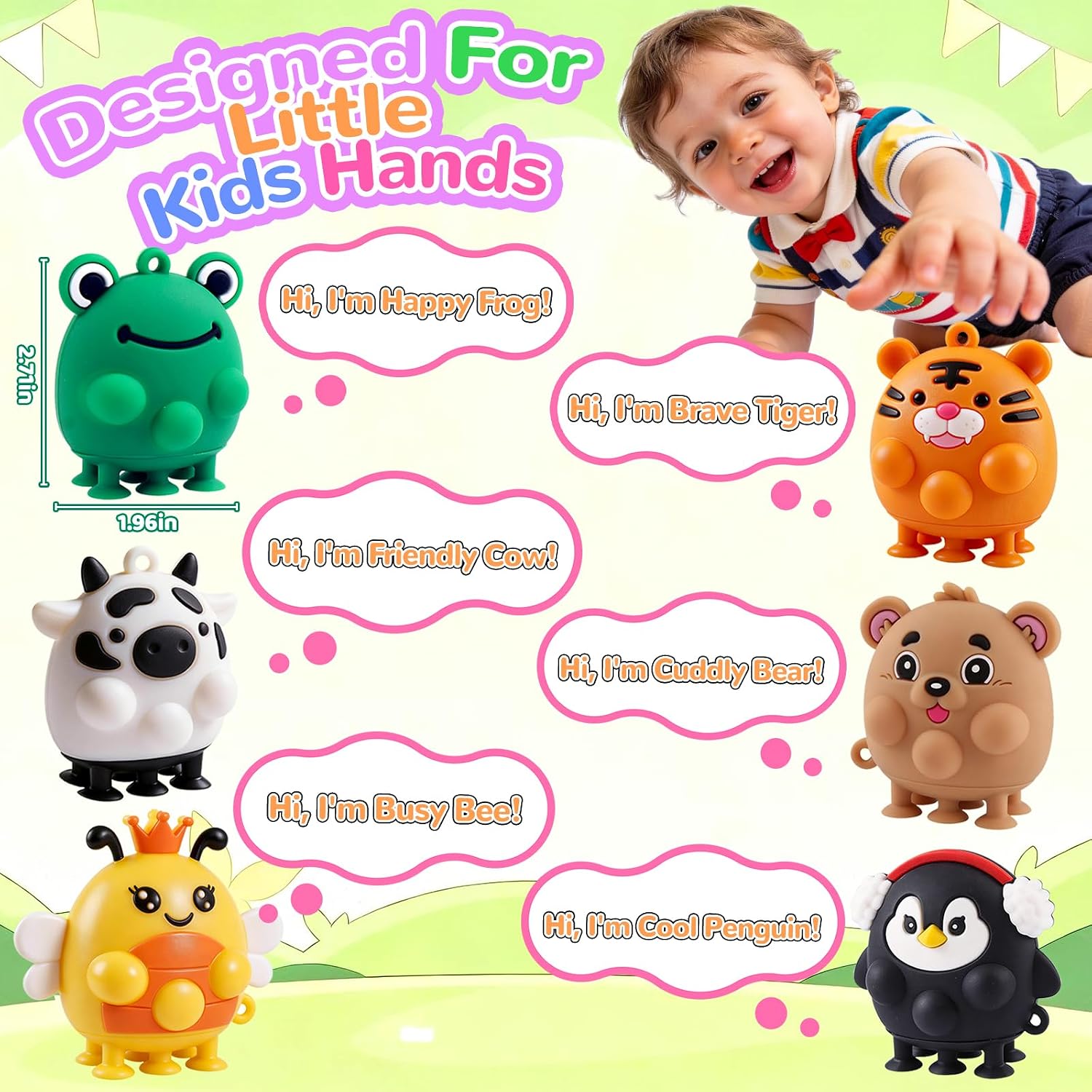Detalle de ChildFun Animal Suction Popper Sensory Toys, 6-Piece Silicone Set