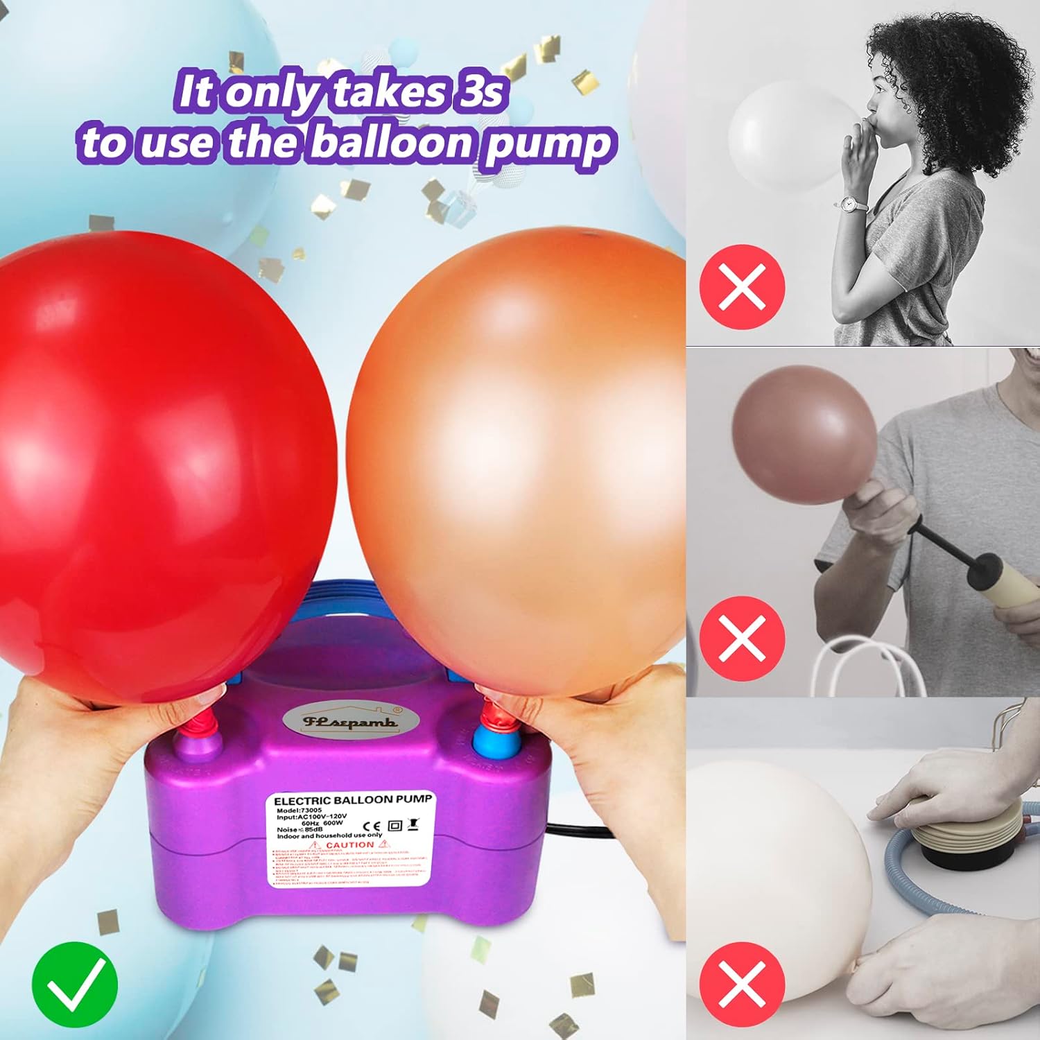 Thumbnail 2 de FLSEPAMB Electric Balloon Pump 3s dual nozzle 📦