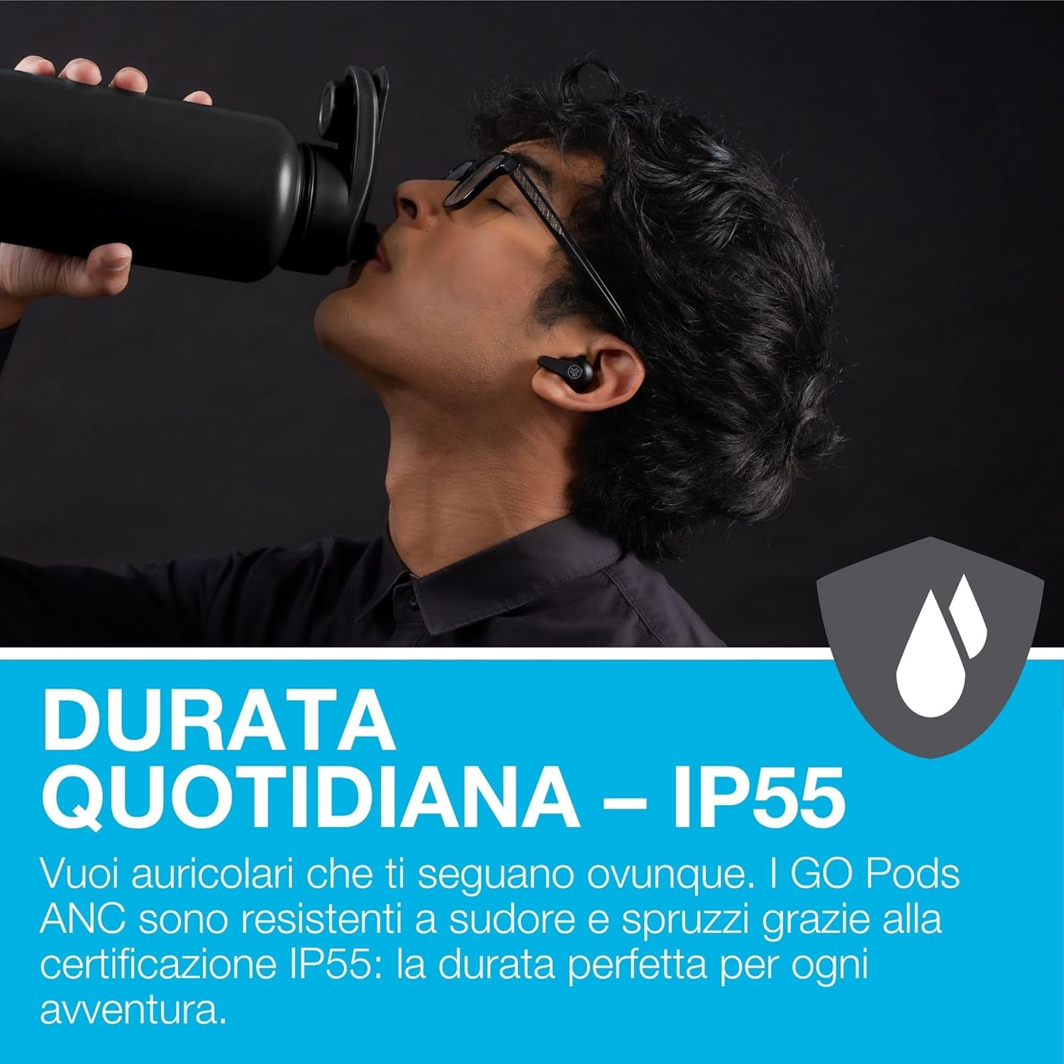 Thumbnail 5 de JLab Go Pods ANC — Auricolari Bluetooth con cancellazione attiva del rumore ibrida, IP55 e autonomia fino a 26 ore, Nero