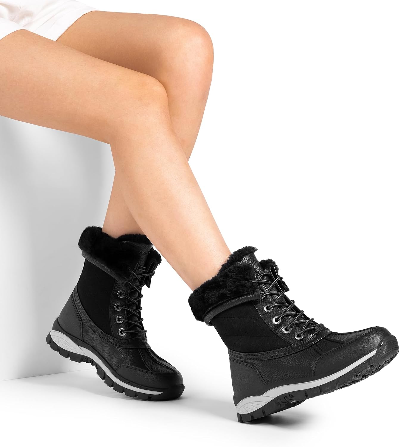 Thumbnail 6 de DREAM PAIRS Women's Waterproof Mid-Calf Snow Boots, Lace-Up with Cozy Fur