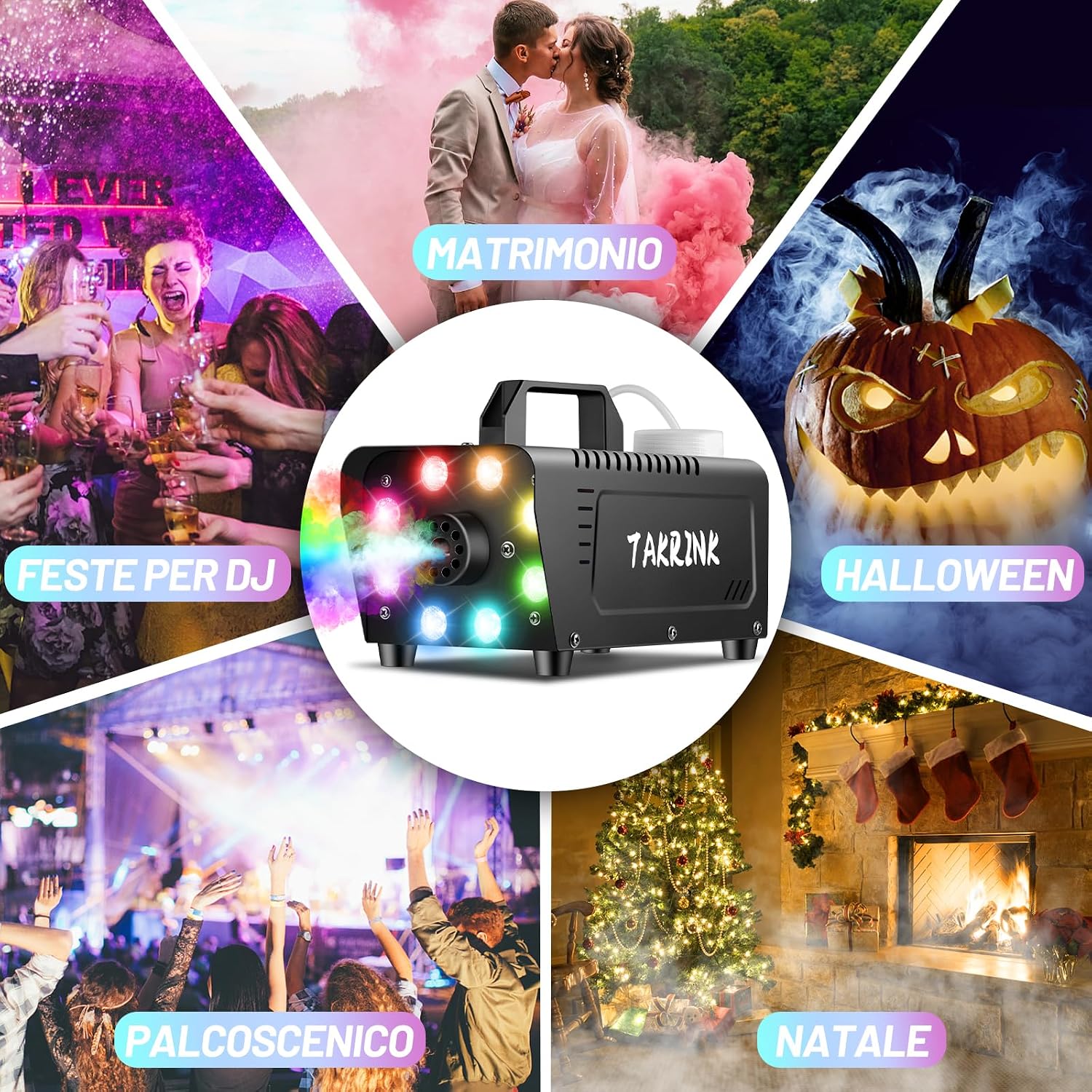 Thumbnail 6 de TAKRINK Macchina del Fumo 900W con 8 LED RGB e telecomando wireless
