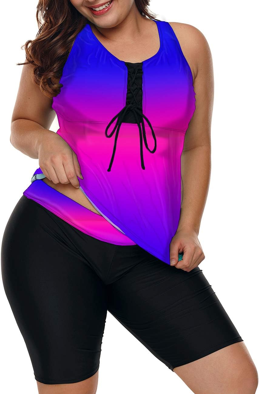 Thumbnail 6 de LALAGEN Womens 2026 Plus Size Tankini Swimsuit with Rash Guard Capris (S-5X)