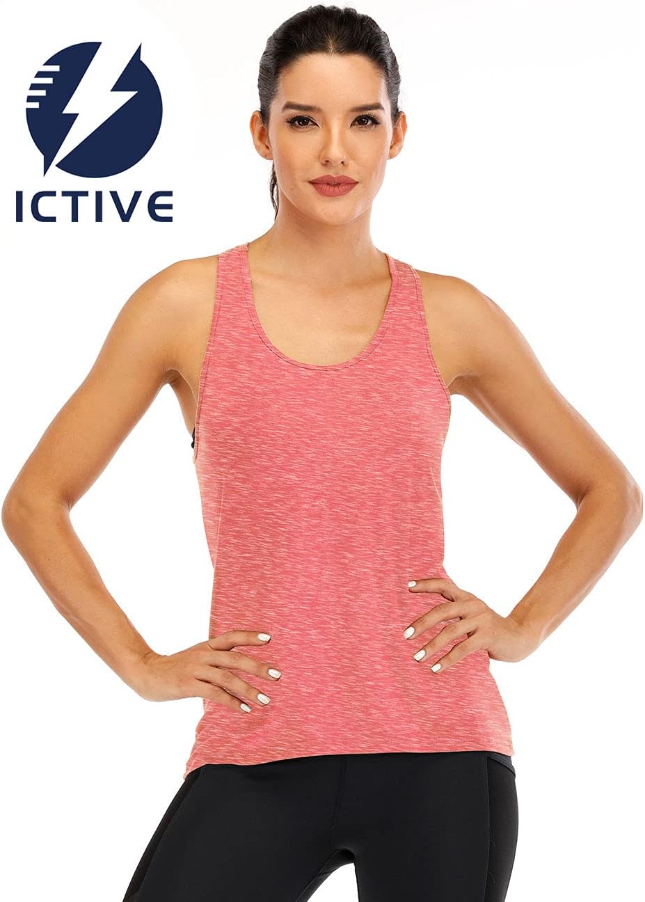 Detalle de ICTIVE Débardeur Yoga Femme Dos Croisé – Haut de Sport sans Manches Respirant et Léger