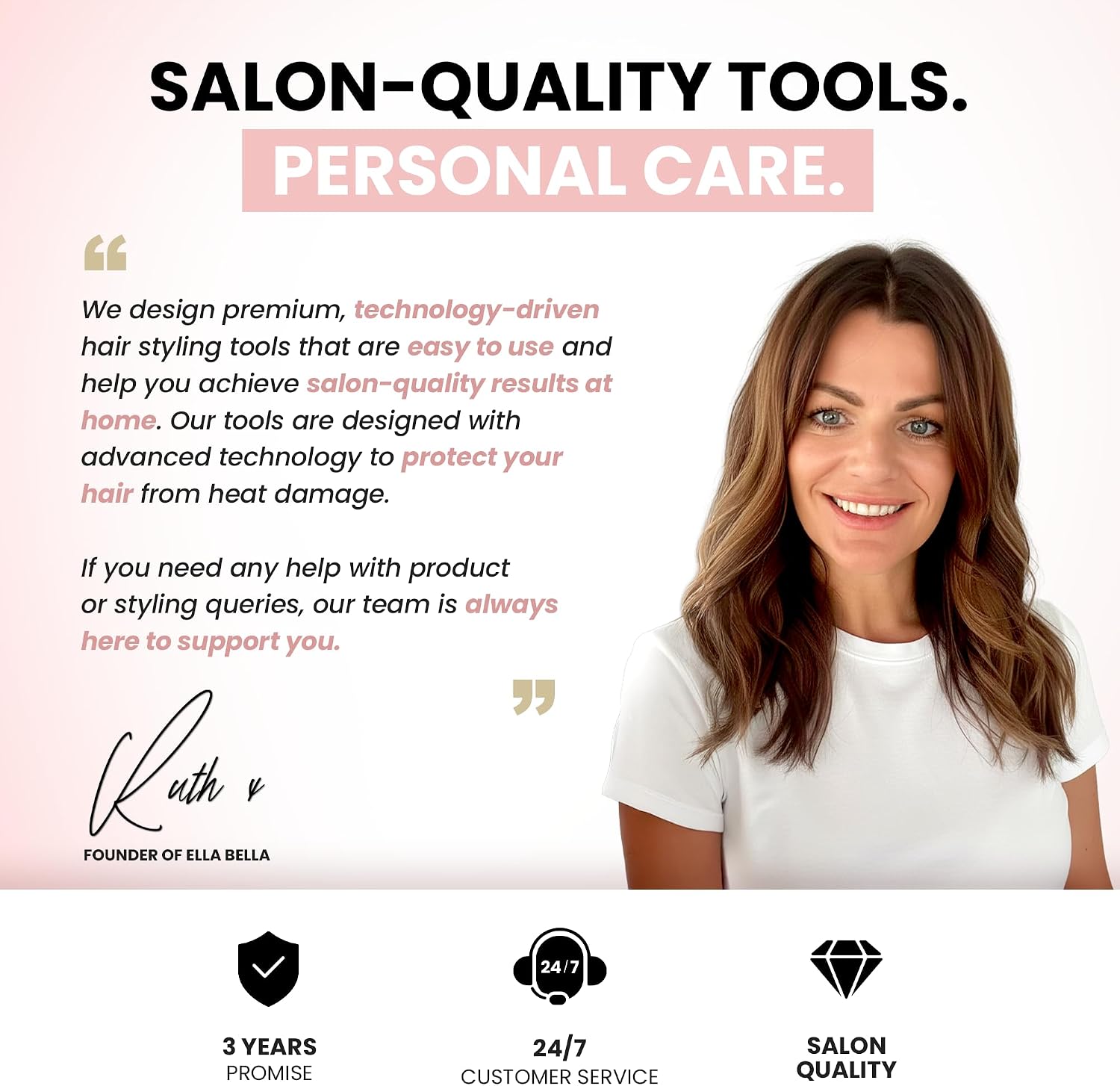 Thumbnail 6 de ELLA BELLA KR-F07 Ionic Hair Dryer with Diffuser and Magnetic Nozzles
