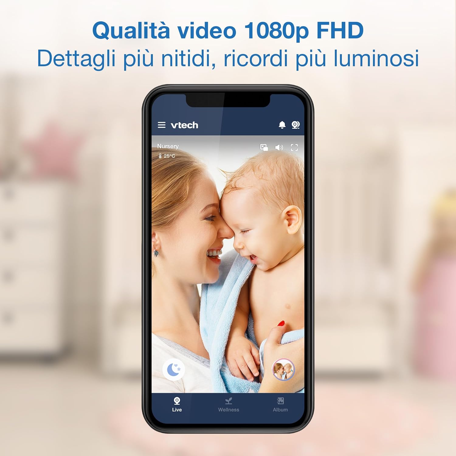 Detalle de VTech VM901-2W: monitor video Wi‑Fi con 2 telecamere e schermo 5" IPS