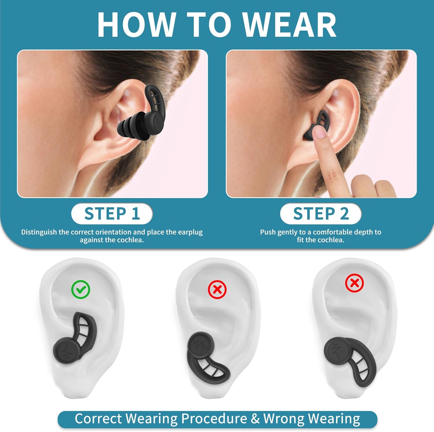 Detalle 2 de Swimming earplugs for adults, 4 pairs