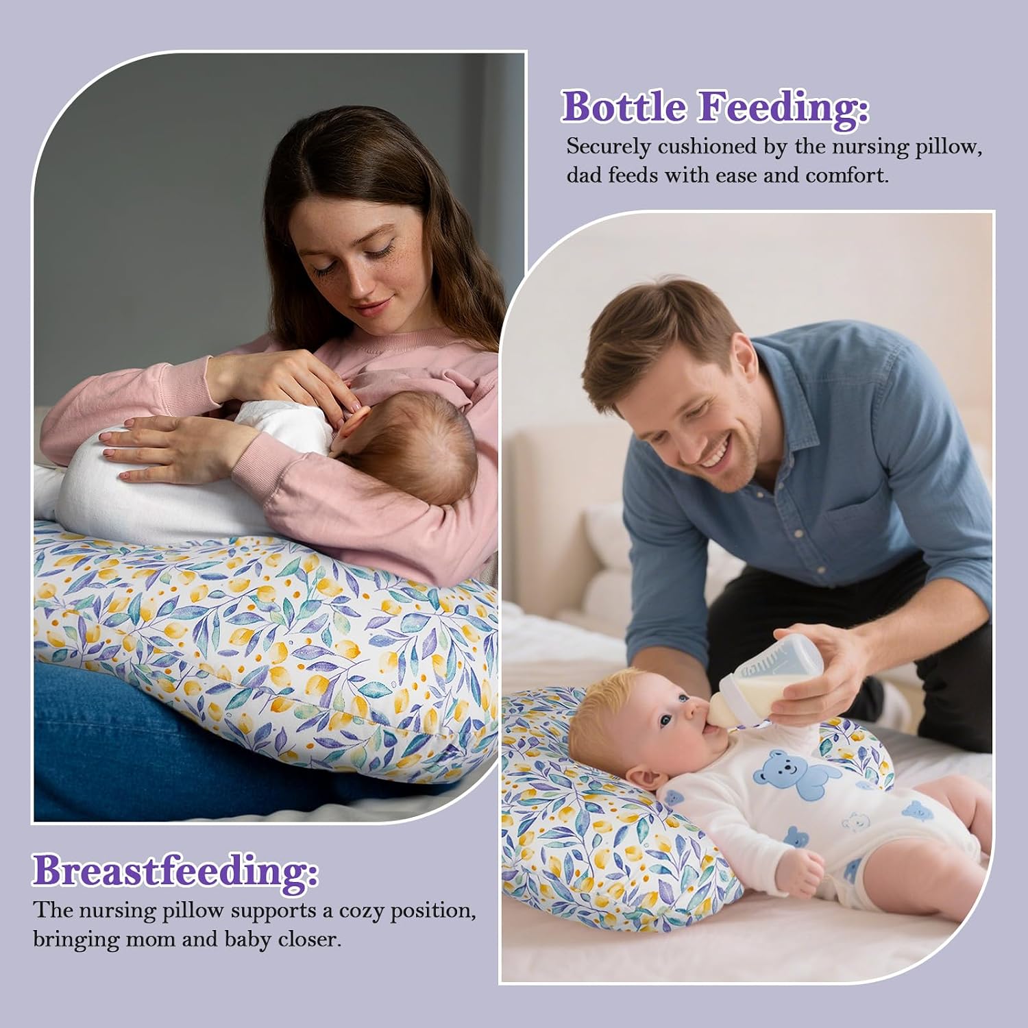 Detalle 1 de LLCJYYCY C-Shape Nursing Pillow with Breathable Fill and Washable Cotton Cover