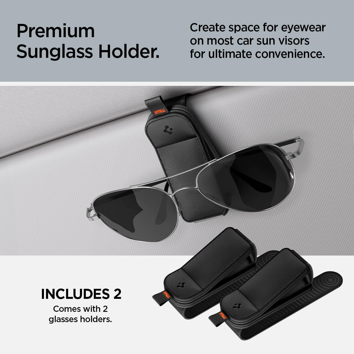 Detalle 2 de Spigen porta occhiali per Tesla Model Y (circa 2025 Juniper) e Model 3 (Highland 2024/2025) – 2 pezzi con pelle vegana, nero