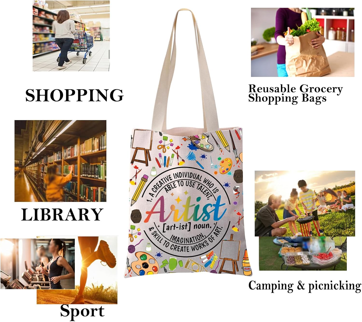 Thumbnail 5 de PXTIDY Artist Definition Tote Bag: A Practical Gift for Art Lovers