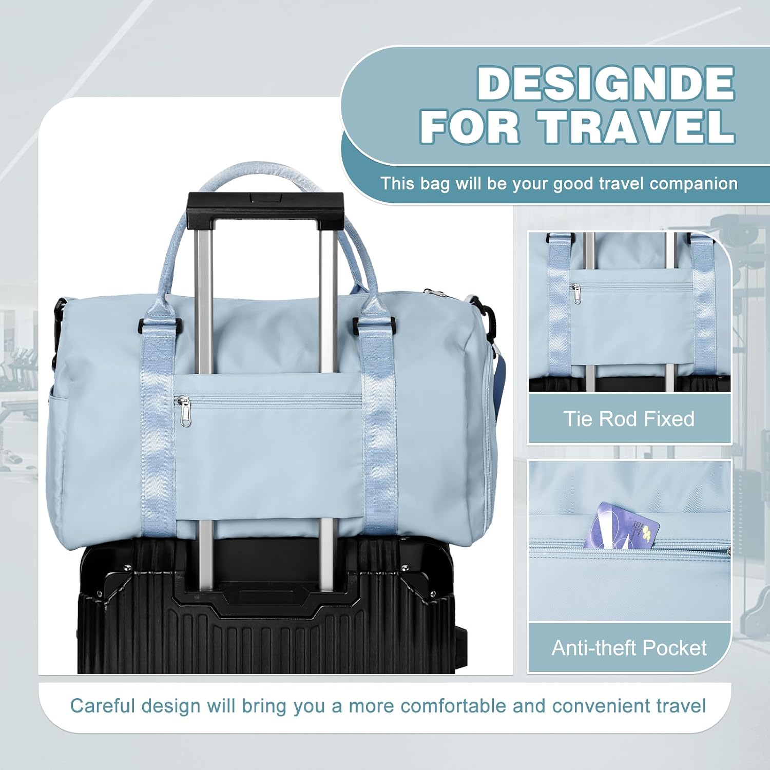 Thumbnail 4 de WEPLAN Sport Duffel Bag Himmelblau 46x25x28 cm
