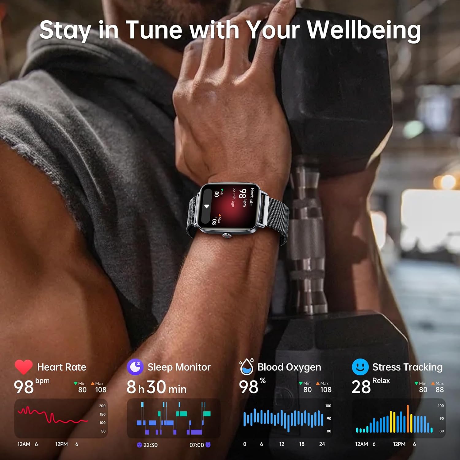 Thumbnail 2 de Smart Watch for Men (Answer/Make Calls) – 1.85" HD Screen, 110+ Sports Modes, IP68 Waterproof