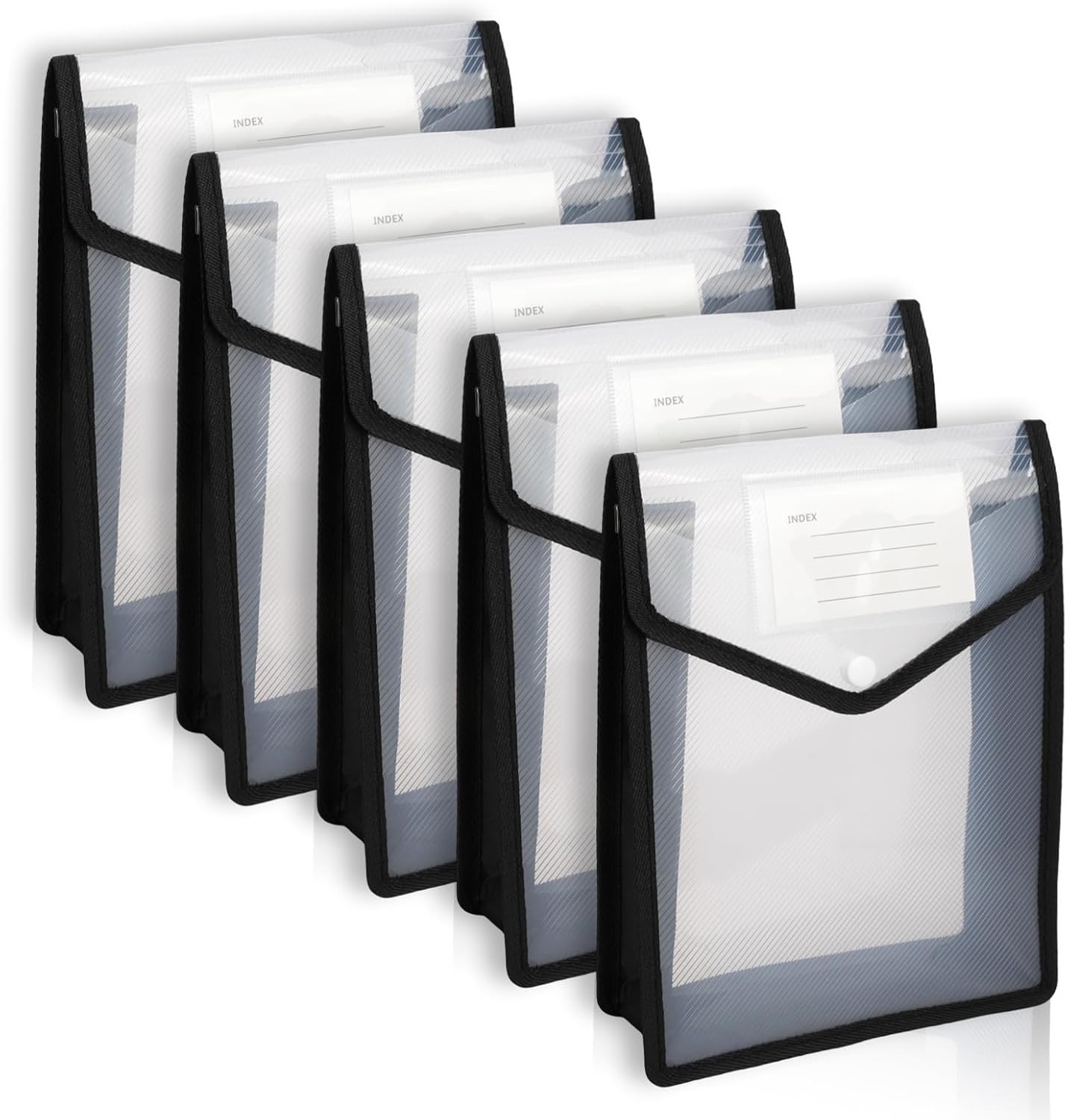 QZDAFFIC 6Pcs A5 Plastic Wallet Folders with Popper – Durable, Dustproof Document Holders