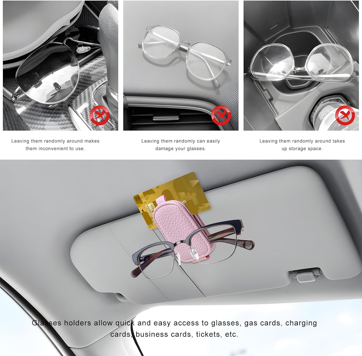 Detalle 1 de LSKASELUE Car Sunglasses Holder, Leather