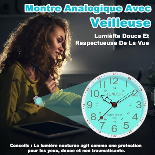 Detalle de TENOCK Montre de sport pour femmes – montre analogique quartz étanche 50 m avec veilleuse