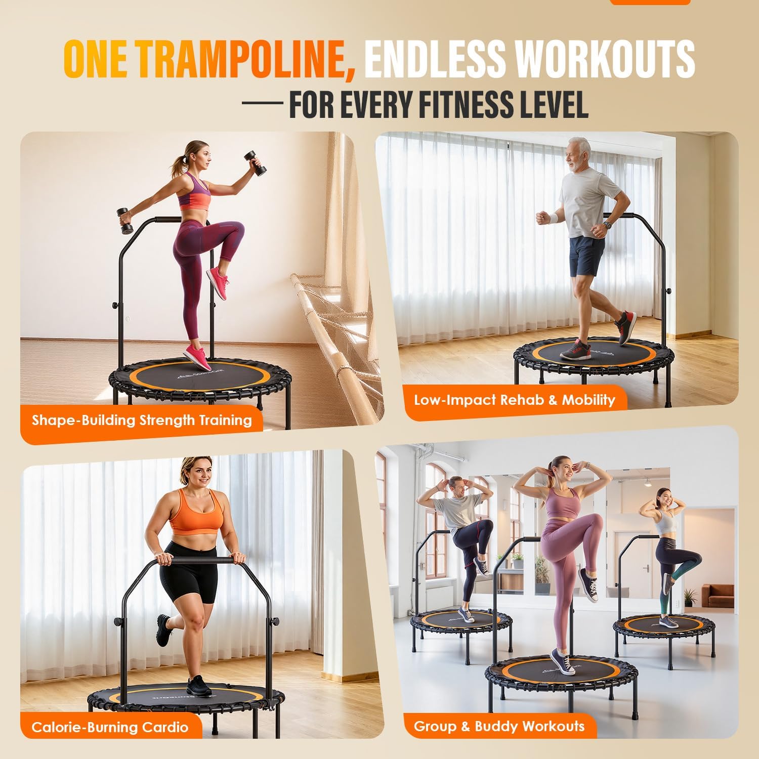 Thumbnail 5 de StoneGrit RT - 001 40inch Foldable Fitness Rebounder with Adjustable Handle