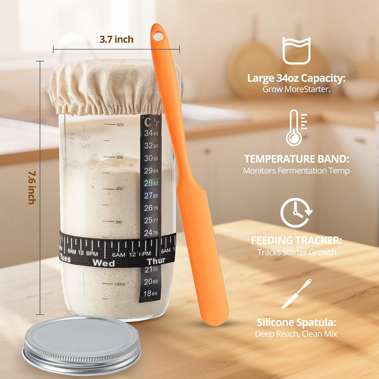 Detalle 2 de Sourdough Starter Kit with Silicone Proofing Baskets