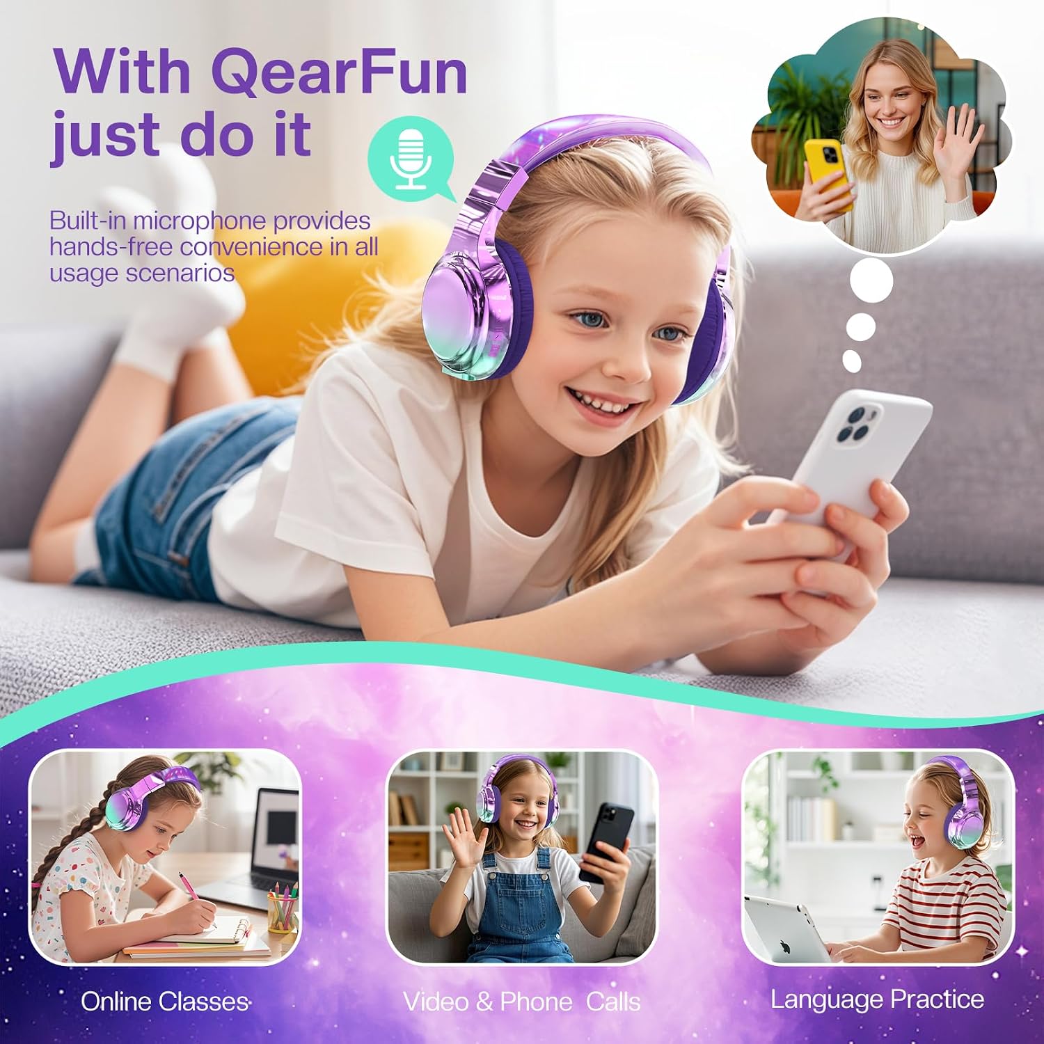 Thumbnail 4 de QearFun Kids Bluetooth Headphones 60H